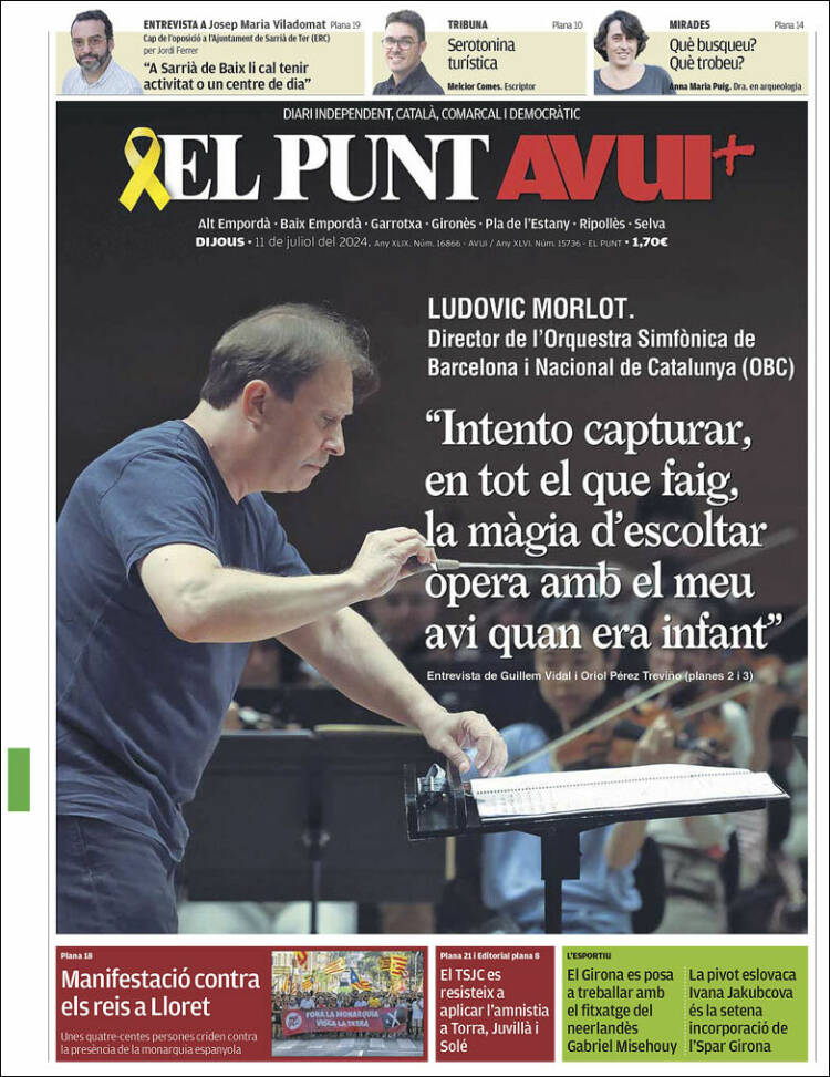 Portada de El Punt Avui - Girona (España)