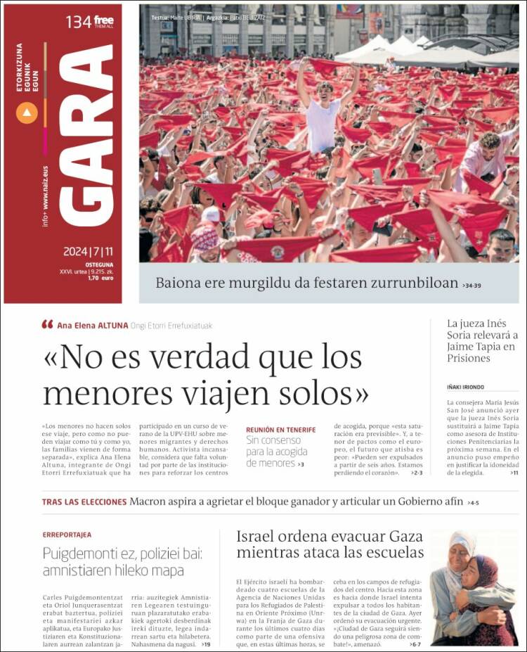 Portada de Gara (España)