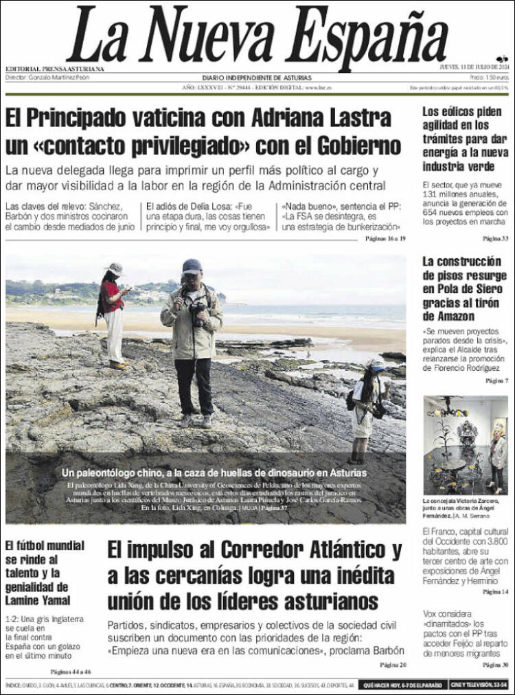 Portada de La Nueva España (España)