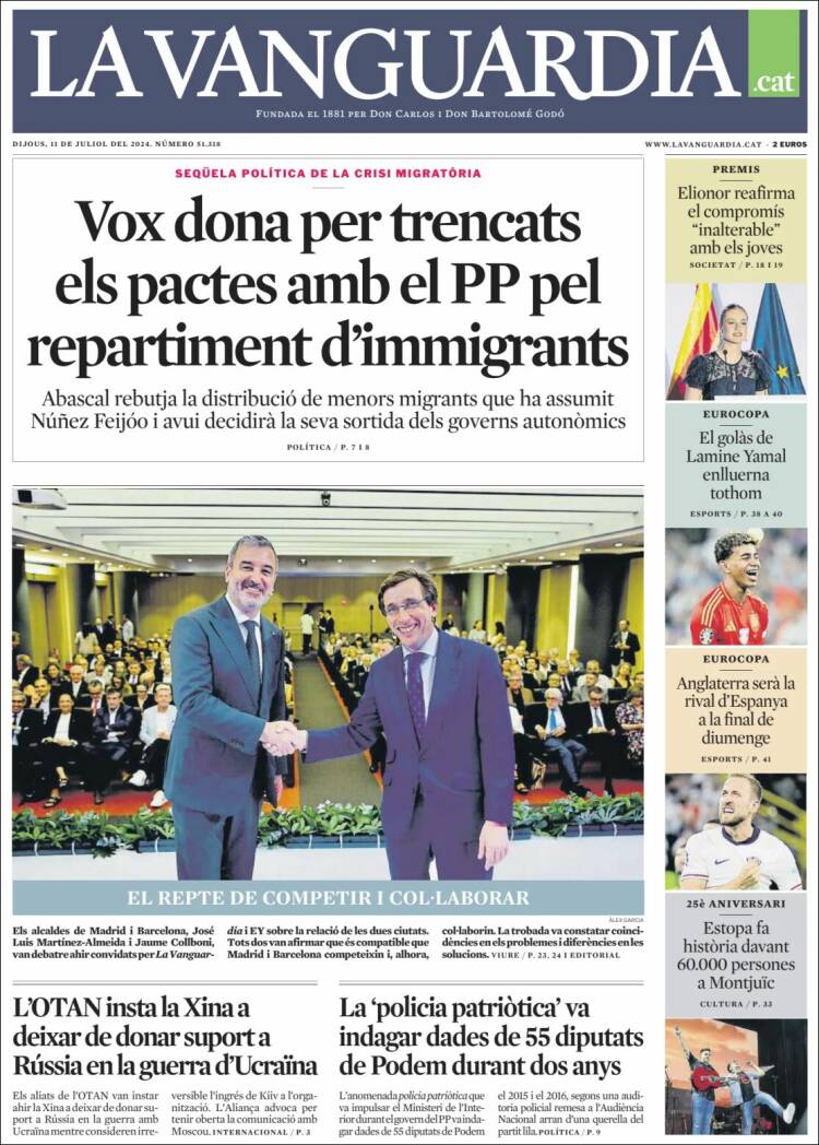 Portada de La Vanguardia (España)