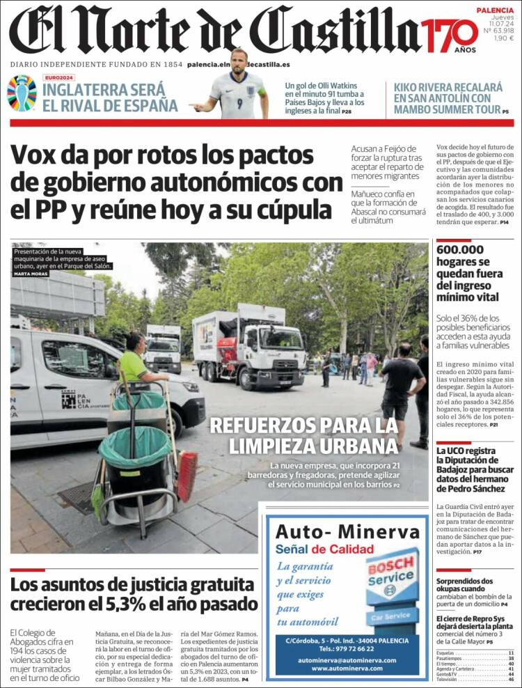 Portada de Norte de Castilla - Palencia (España)