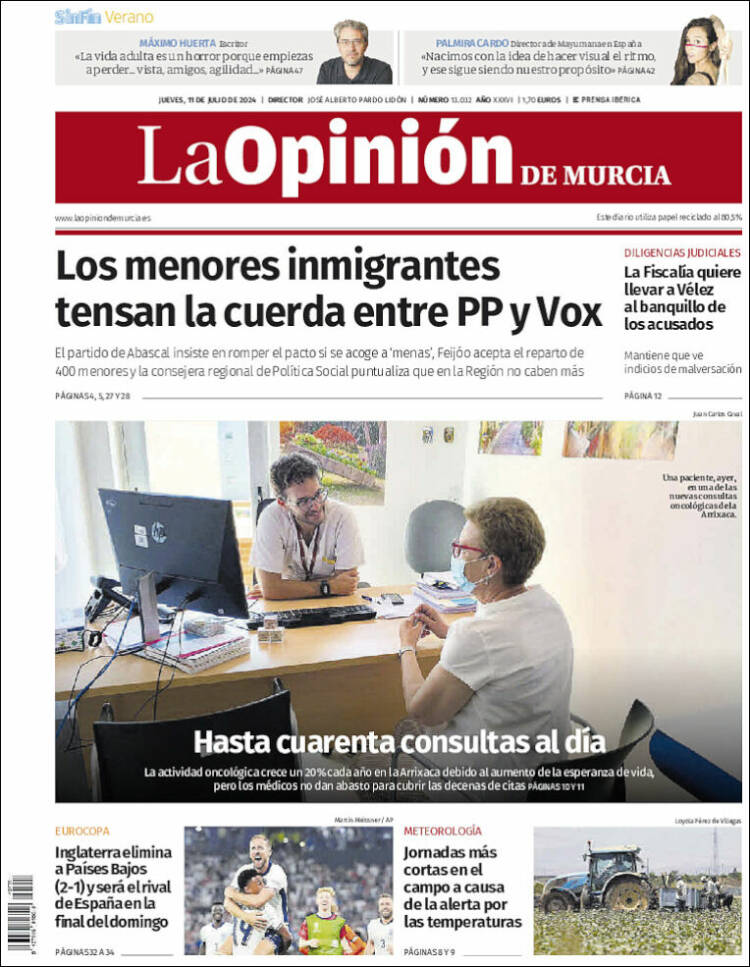 Portada de La Opinión de Murcia (España)
