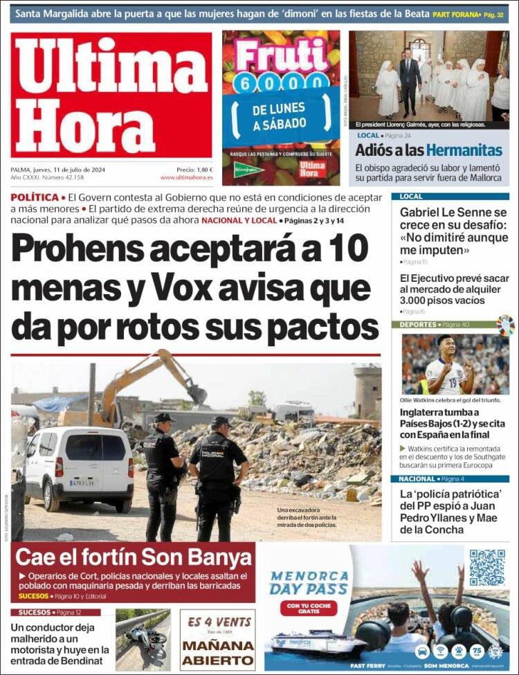 Portada de Última Hora (España)