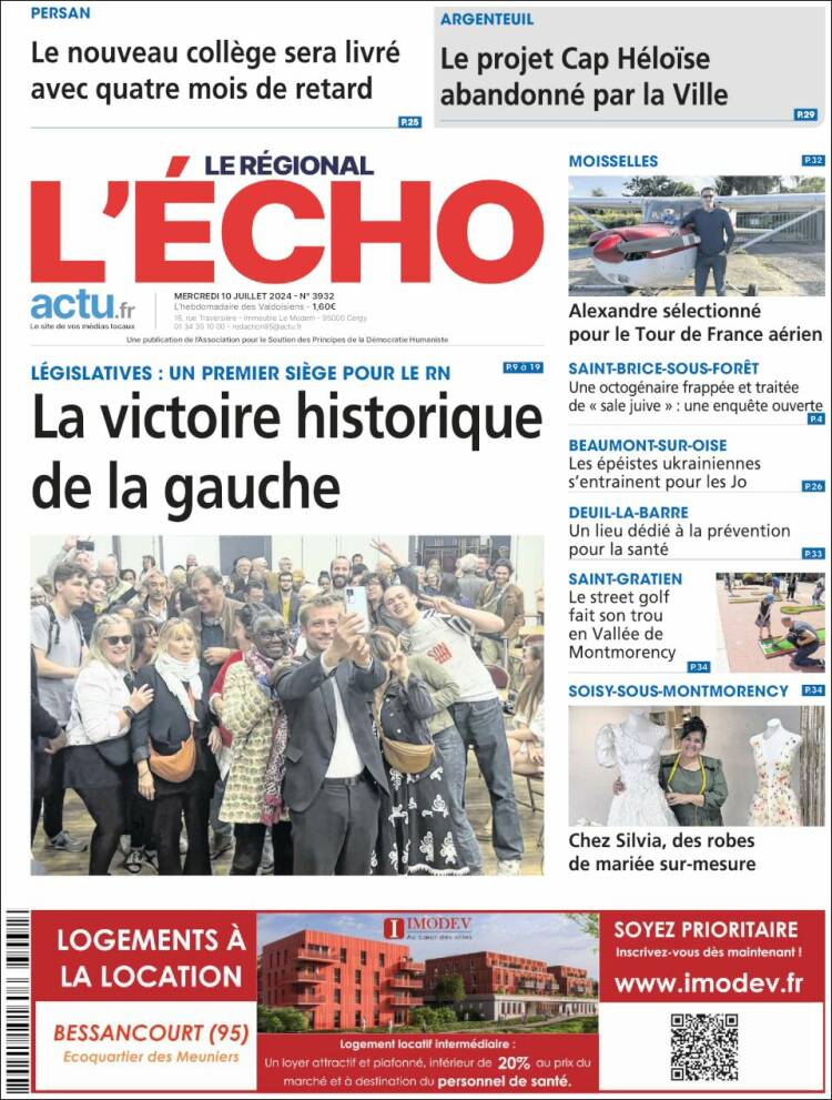 Portada de L'Echo de la Haute-Vienne (Francia)