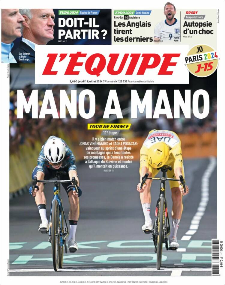Portada de L'Equipe (Francia)