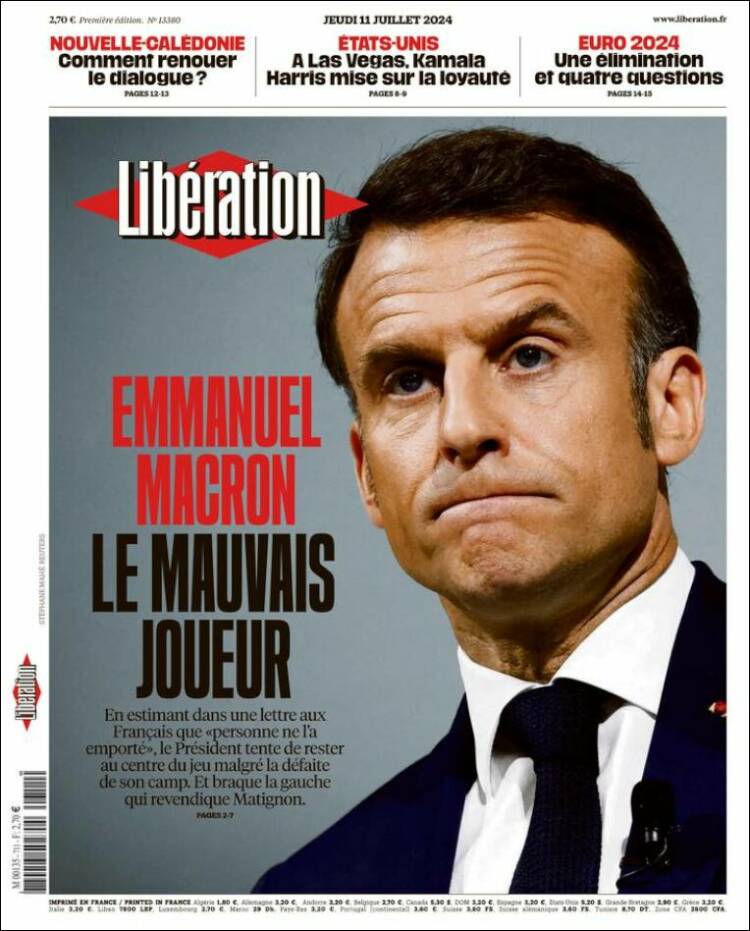 Portada de Libération (Francia)