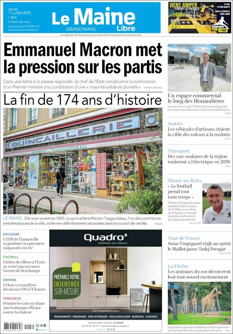 Portada de Le Maine Libre (Francia)