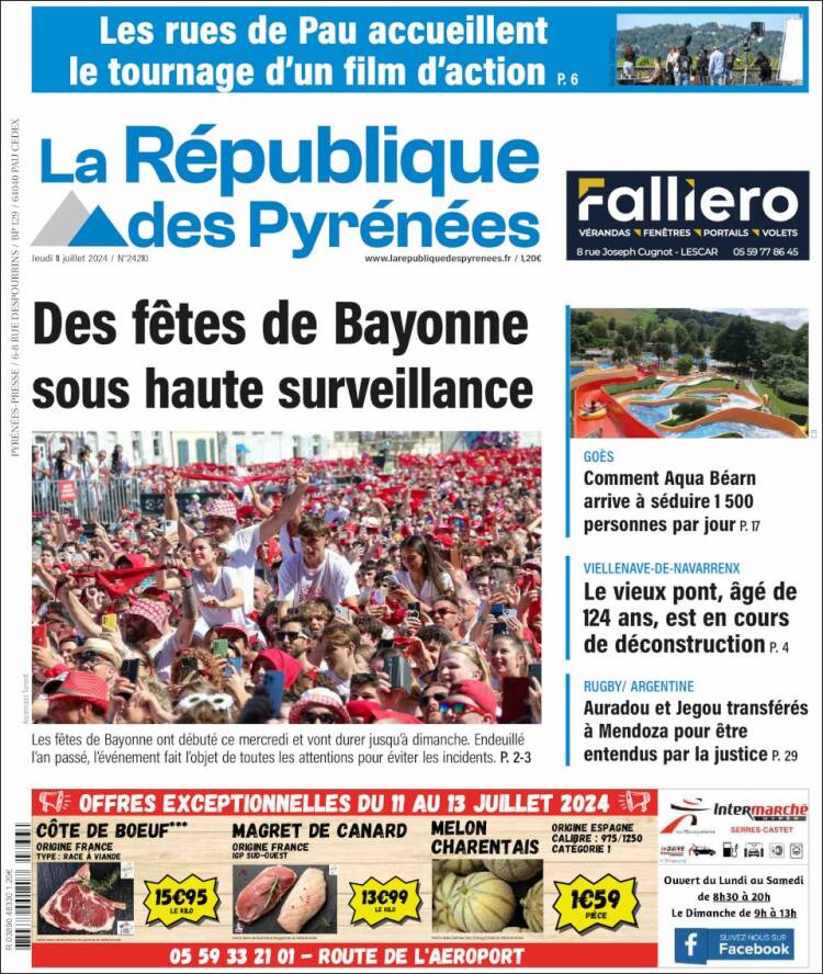Portada de La République des Pyrénées (Francia)