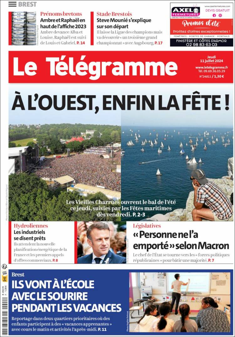 Portada de Télégramme (Francia)