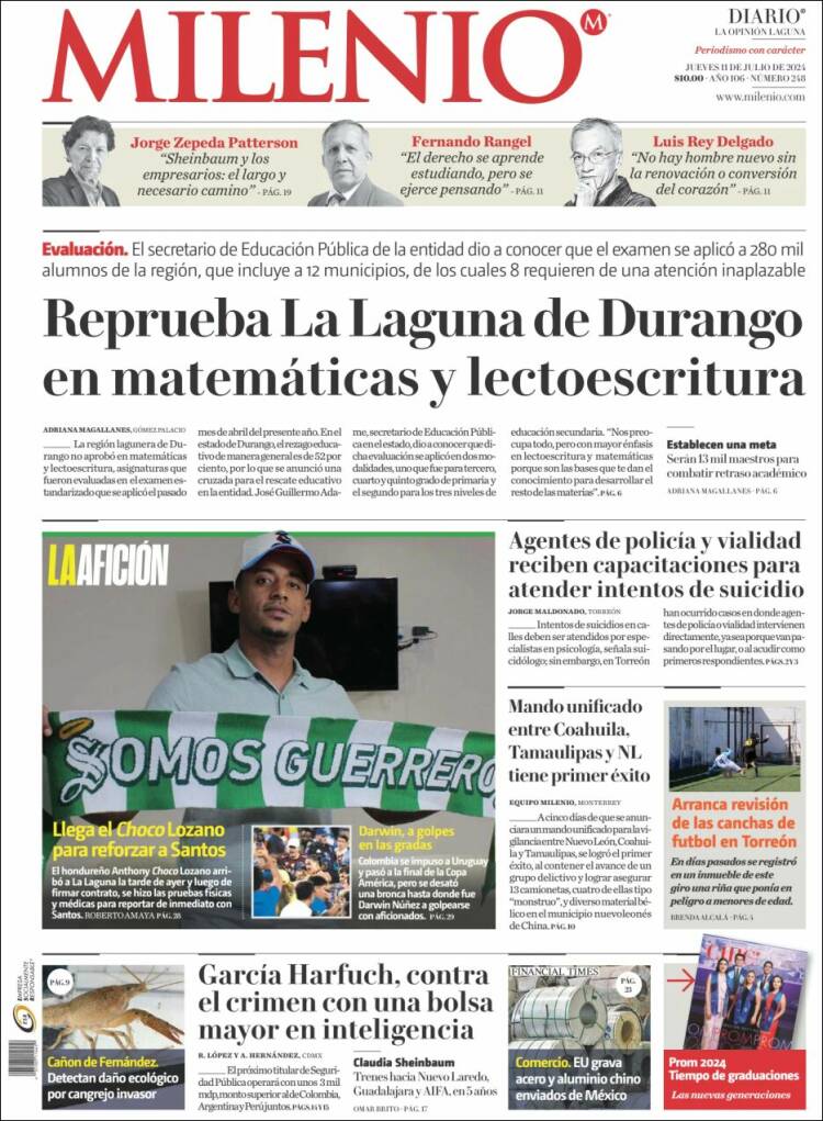 Portada de Milenio - Laguna (M&eacute;xico)