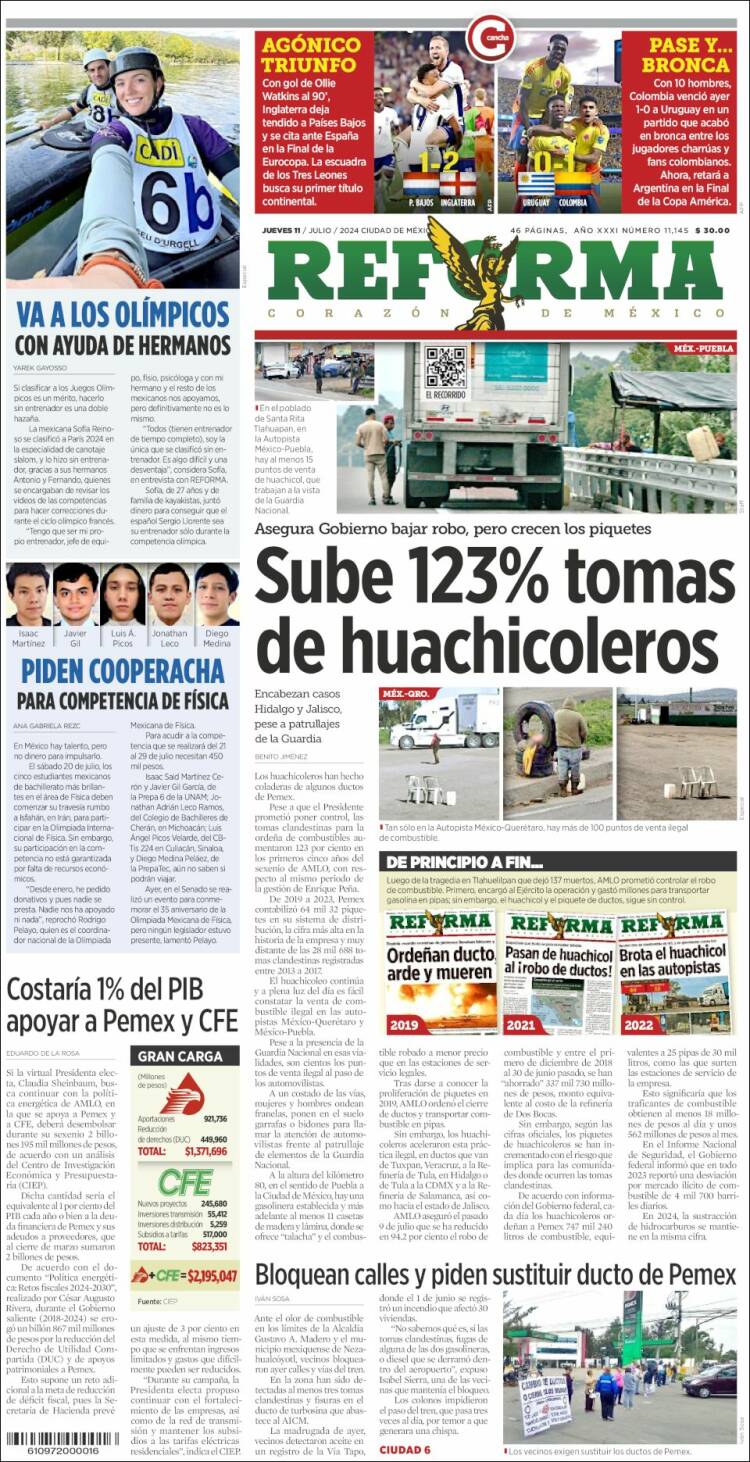 Portada de Reforma (M&eacute;xico)