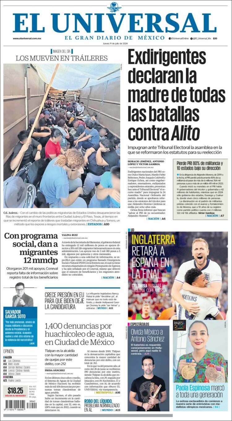 Portada de El Universal (M&eacute;xico)