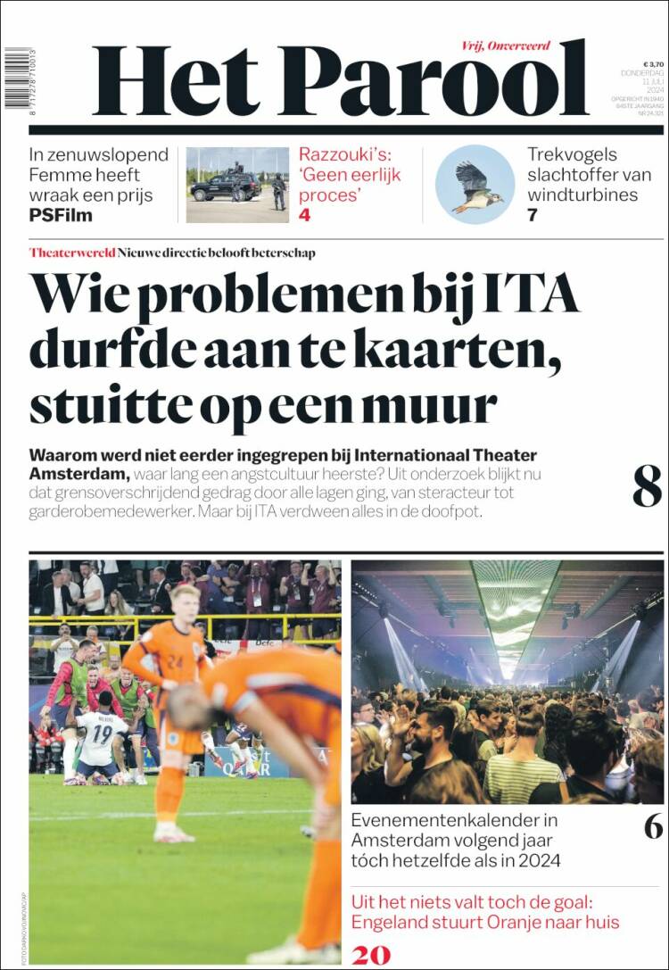 Portada de Het Parool (Pa&iacute;ses Bajos)