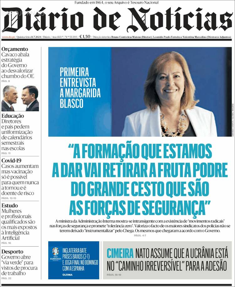Portada de Diário de Noticias (Portugal)
