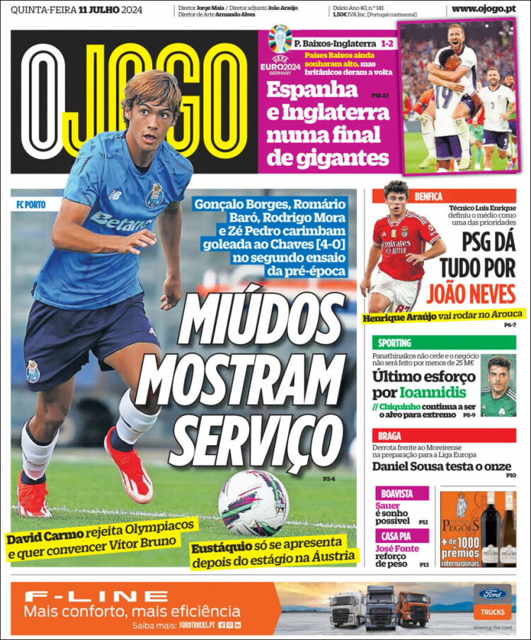 Portada de O Jogo (Portugal)