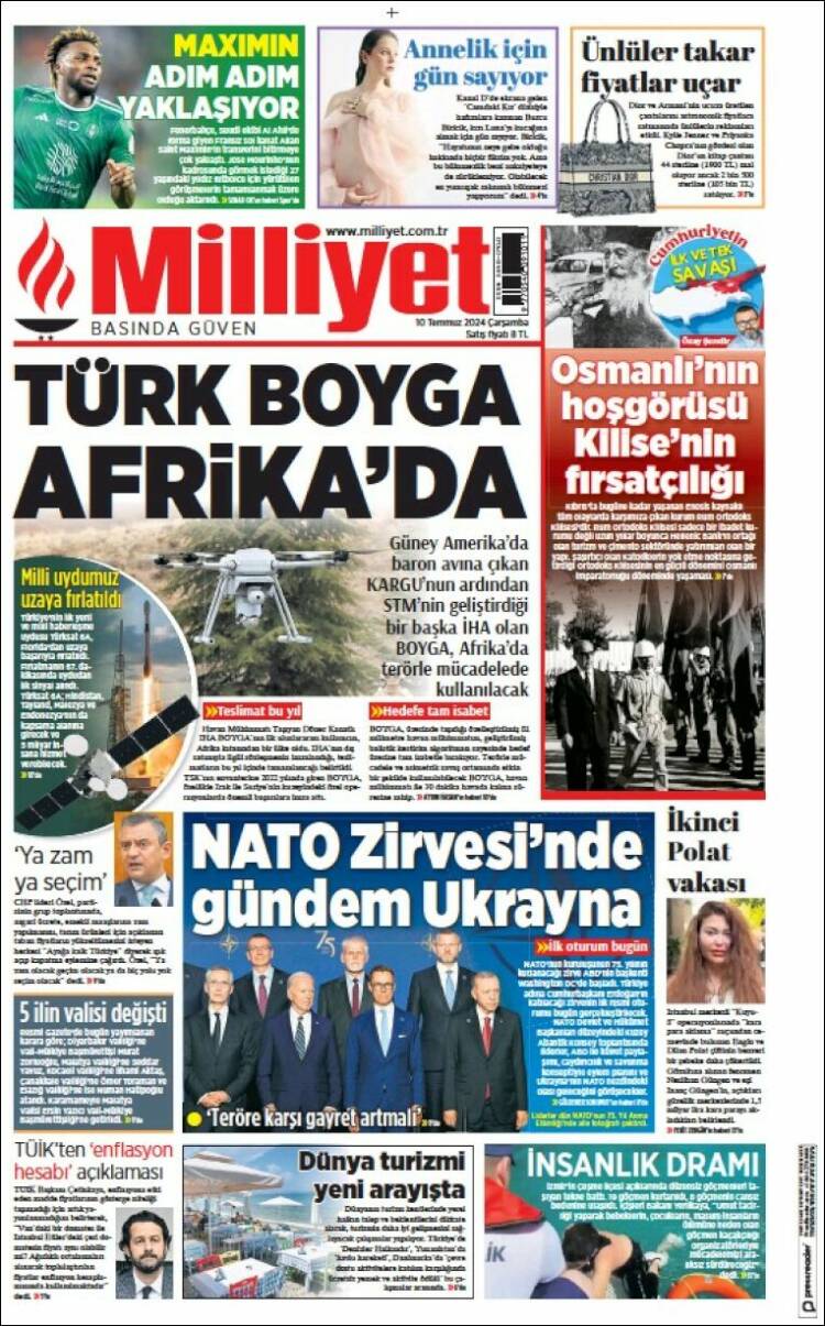 Portada de Milliyet (Turqu&iacute;a)