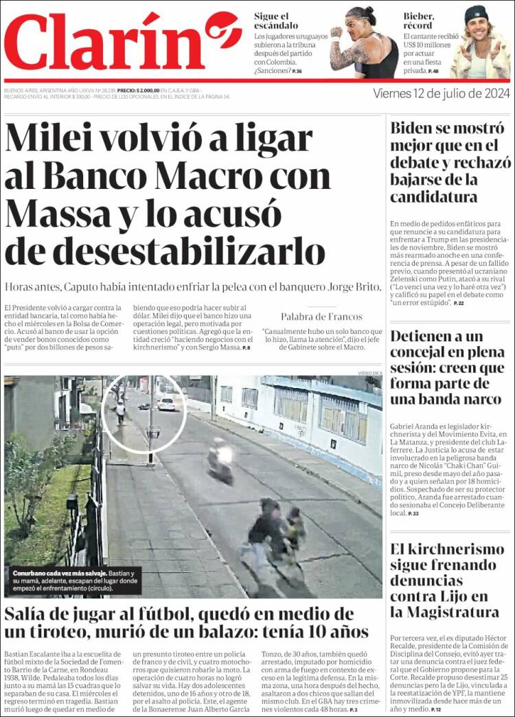 Portada de Clarín (Argentina)