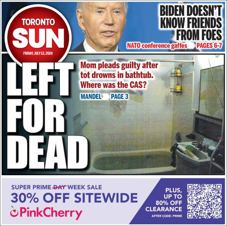 Portada de The Toronto Sun (Canadá)