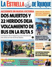 Portada de La Estrella de Iquique (Chile)