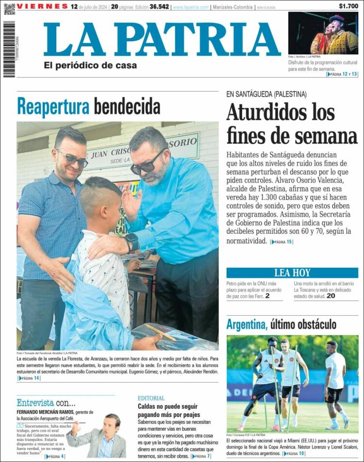 Portada de La Patria (Colombia)