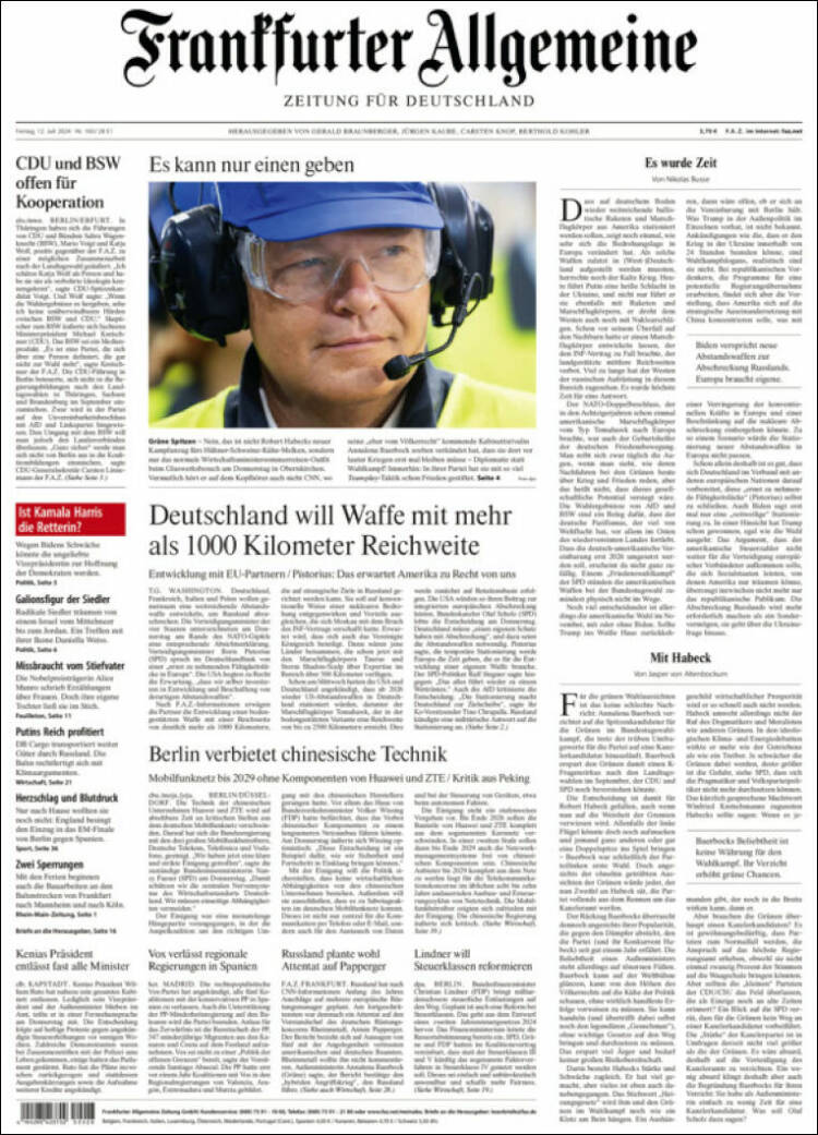 Portada de Frankfurter Allgemeine (Alemania)