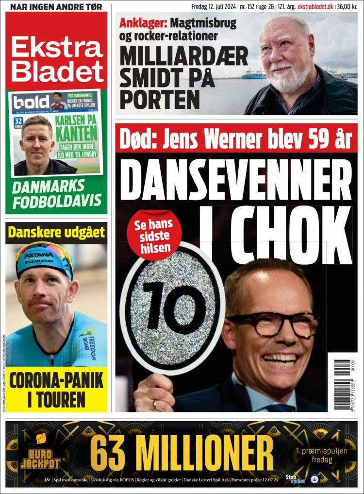 Portada de Ekstra Bladet (Dinamarca)