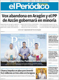 Portada de El Periódico de Aragón (España)