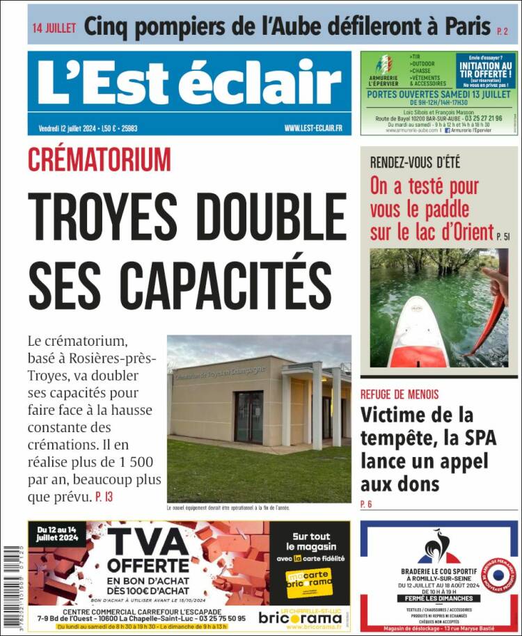 Portada de L'Est Eclair (Francia)
