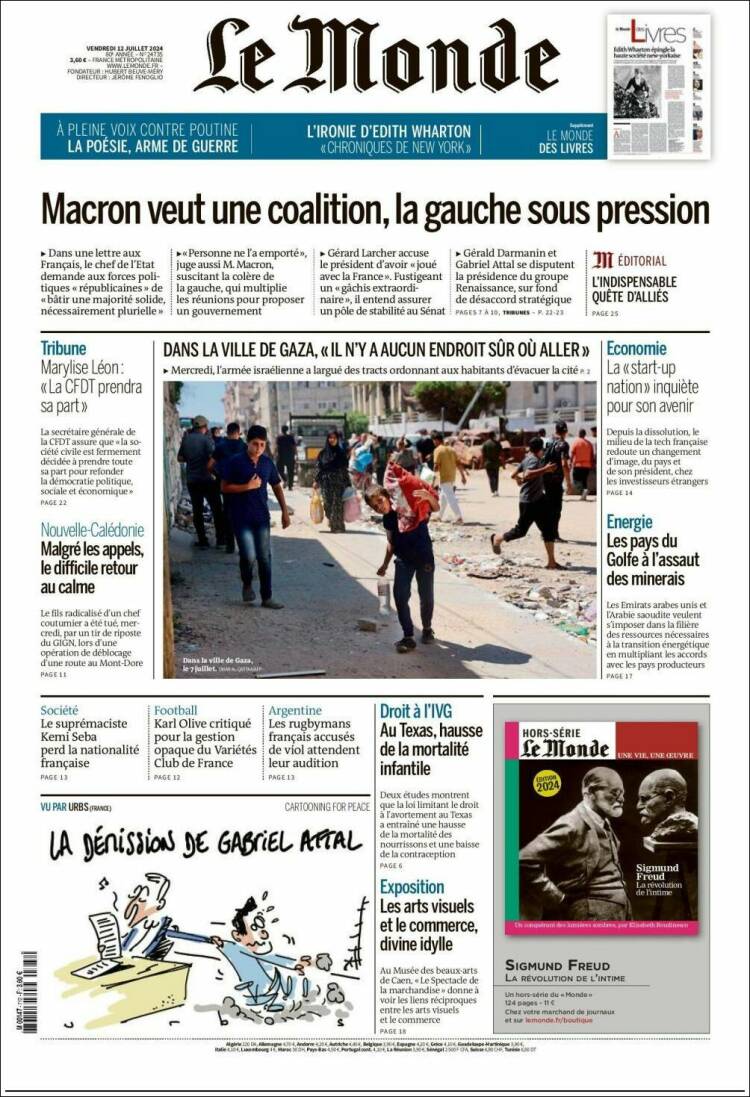 Portada de Le Monde (Francia)