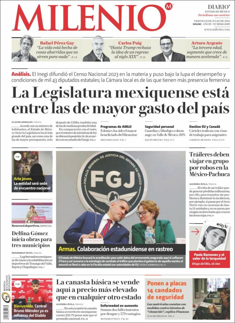 Portada de Milenio - Estado de México (M&eacute;xico)