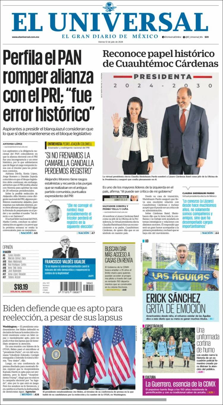 Portada de El Universal (M&eacute;xico)