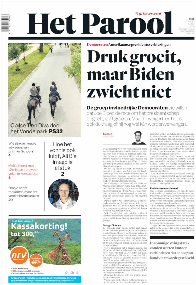 Portada de Het Parool (Pa&iacute;ses Bajos)