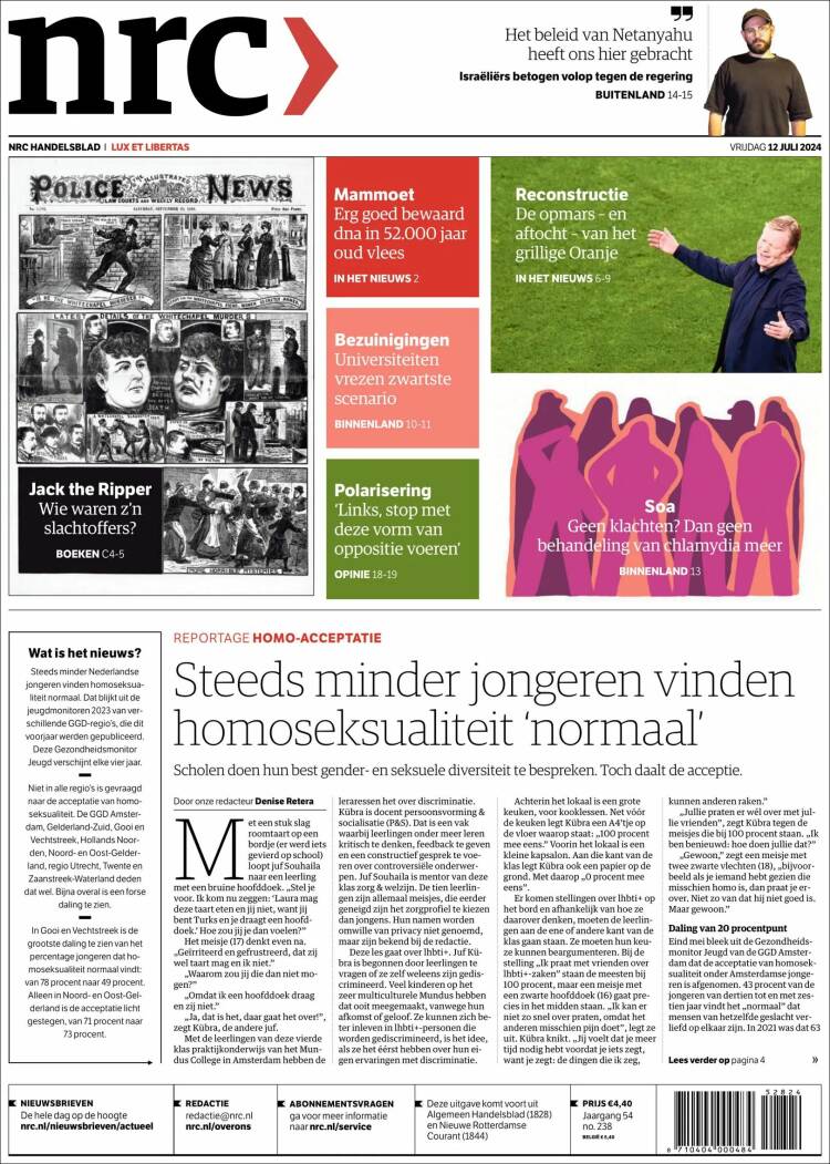 Portada de NRC Handelsblad (Pa&iacute;ses Bajos)