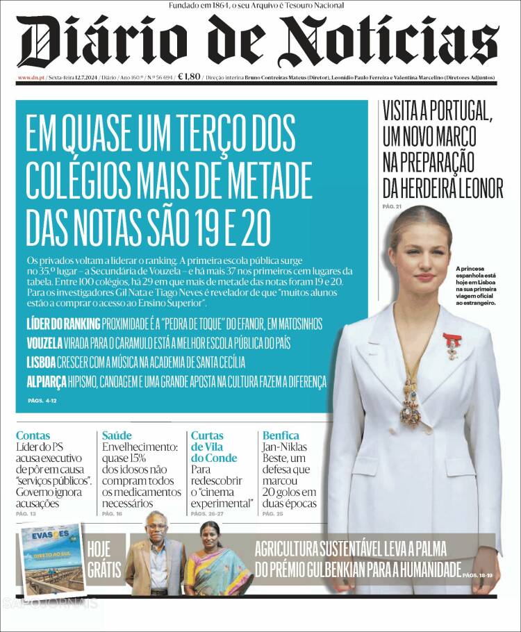 Portada de Diário de Noticias (Portugal)