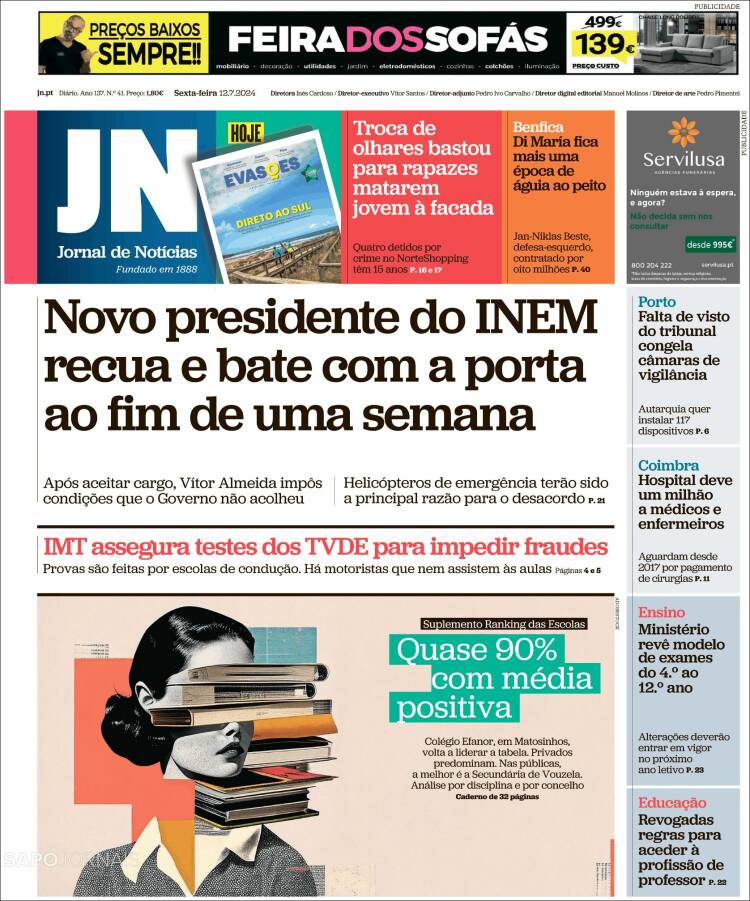 Portada de Jornal de Notícias (Portugal)
