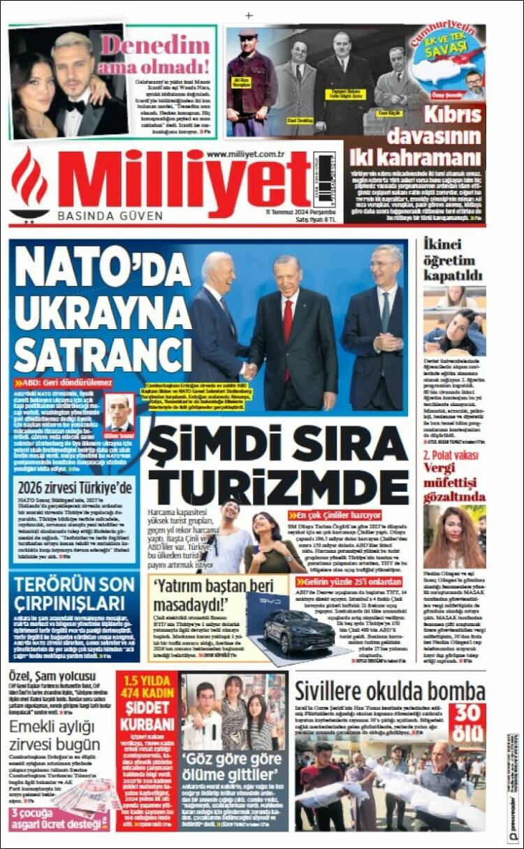 Portada de Milliyet (Turqu&iacute;a)