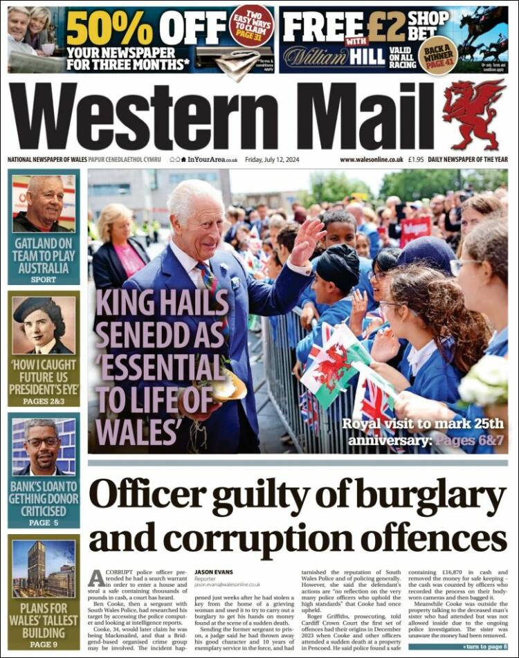 Portada de Western Mail (Reino Unido)