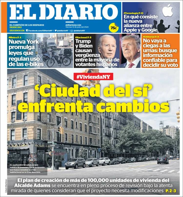 Portada de El Diario NY (USA)