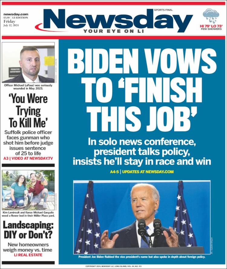 Portada de Newsday (USA)