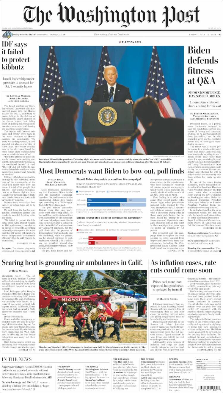 Portada de The Washington Post (USA)