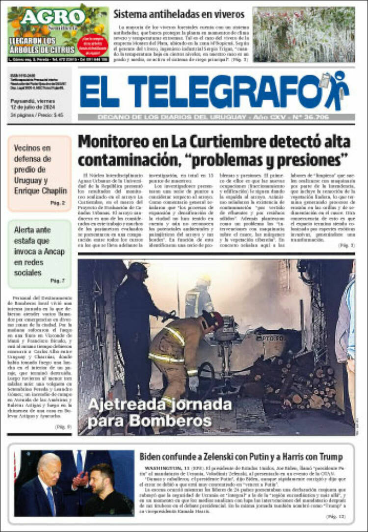 Portada de El Telégrafo (Uruguay)
