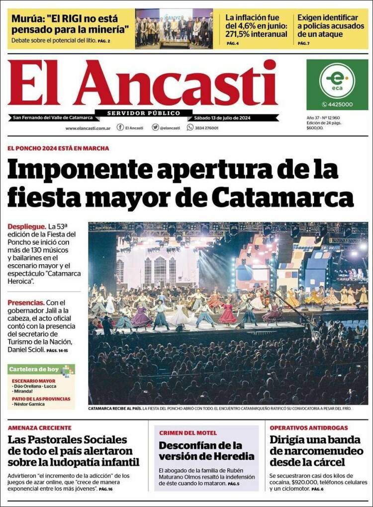 Portada de El Ancasti (Argentina)
