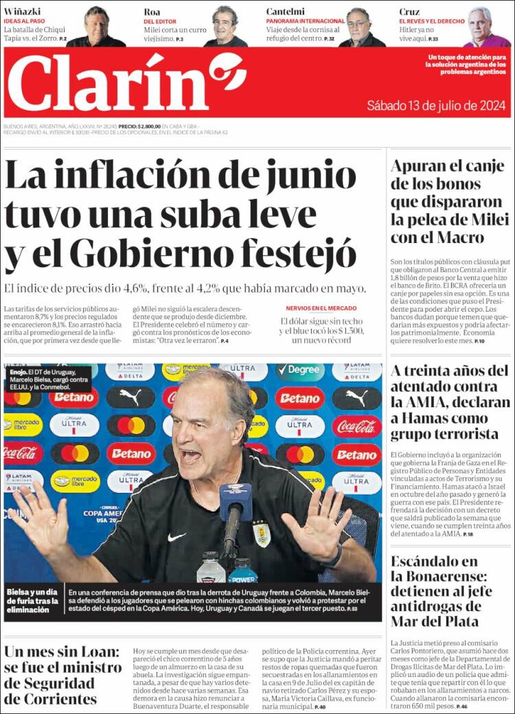 Portada de Clarín (Argentina)