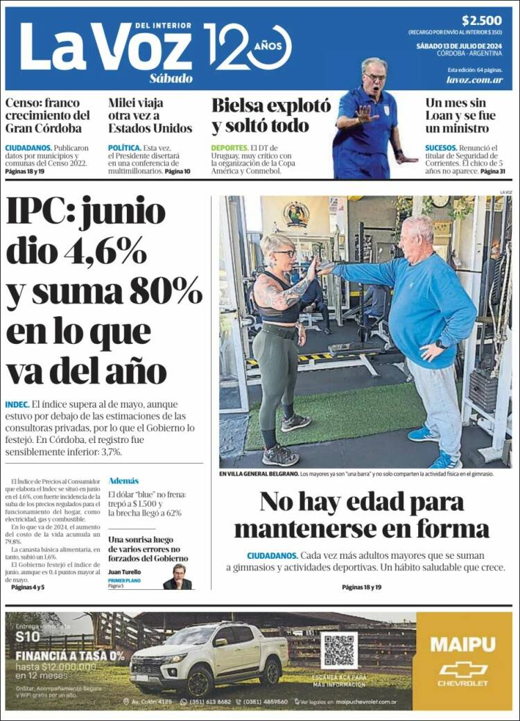Portada de La Voz del Interior (Argentina)