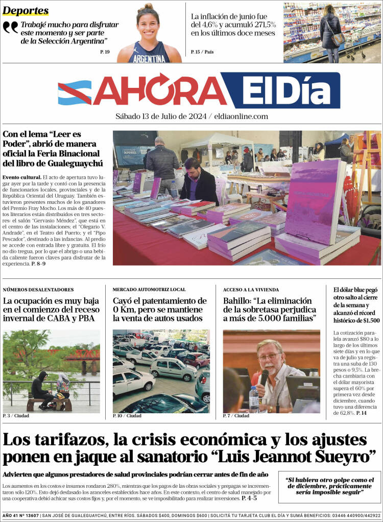 Portada de El Día de Gualeguaychú (Argentina)