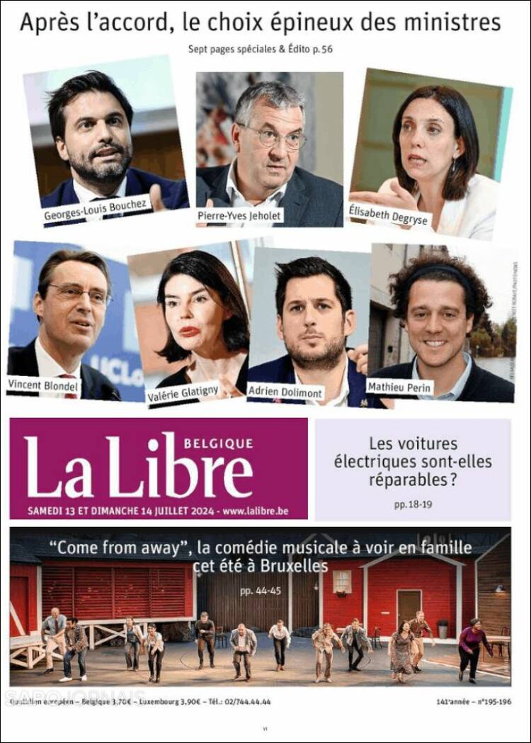 Portada de La Libre.be (B&eacute;lgica)