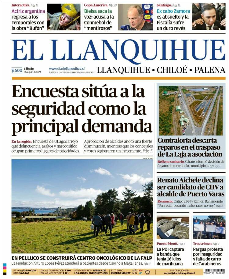 Portada de El Llanquihue (Chile)
