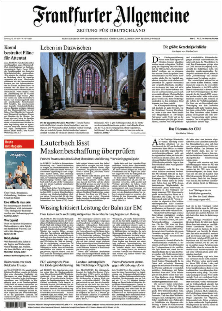 Portada de Frankfurter Allgemeine (Alemania)