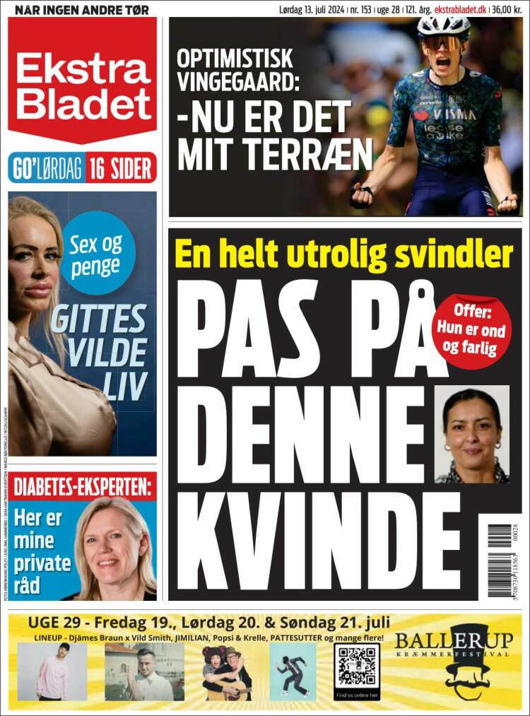 Portada de Ekstra Bladet (Dinamarca)