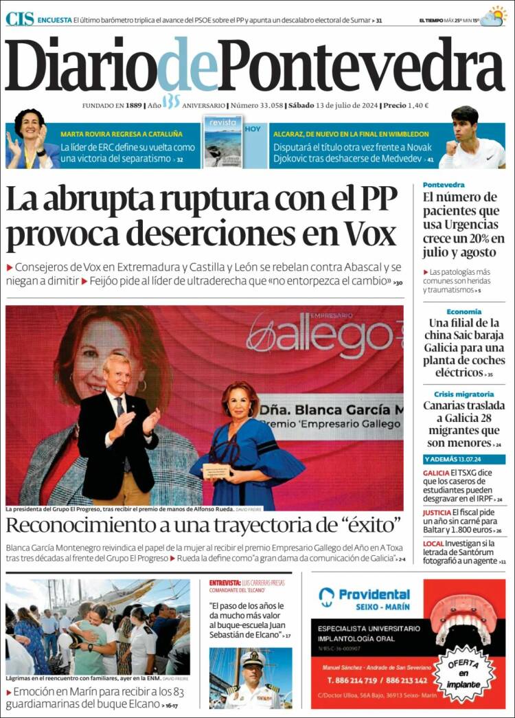 Portada de Diario de Pontevedra (España)